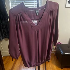 New York & Company Women's Mauve V-Neck Blouse